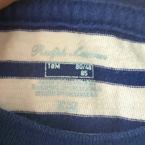 Polo Bear Striped Cotton Tee White & Blue Striped 18m - Picture 3 of 7